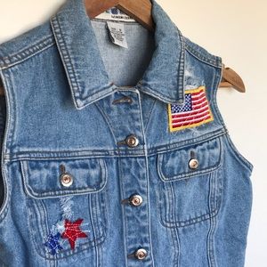 Vintage Carolina Blues denim vest w/ patches